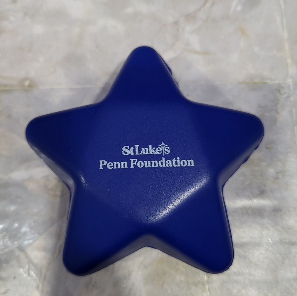 Blue Star-Shaped Stress Reliever Toy "St Lukes Hospital Penn Foundation"